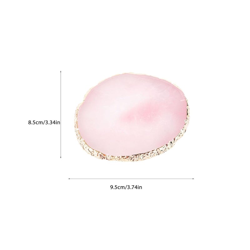 Big & small space compatible Nail Art Palette with Gold Trim, Agate Texture Resin Color Mixing Board for Nail Salon, Manicure Pedicure Display and Practice (Pink) Stackable design - Image 3