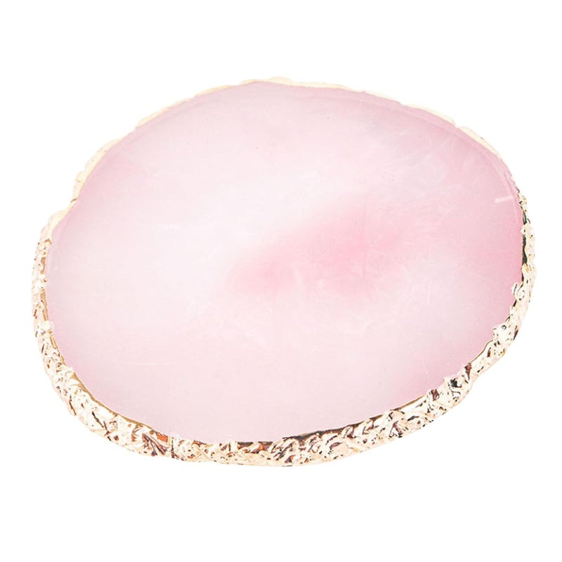 Big & small space compatible Nail Art Palette with Gold Trim, Agate Texture Resin Color Mixing Board for Nail Salon, Manicure Pedicure Display and Practice (Pink) Stackable design - Image 1