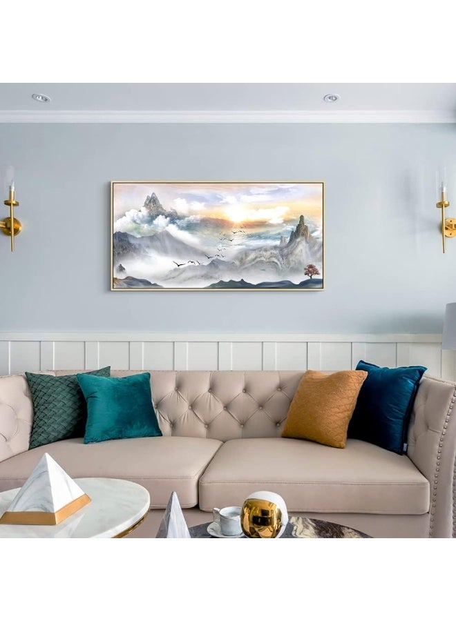 Home Trove Framed Canvas Wall Art For Living Room Large Wall Decorations For Bedroom Abstract Mountain Scenery Wall Painting Office Wall Decor Pictures Canvas Art Prints Room Decor Home Decor Natural Wood Framed  - Image 3