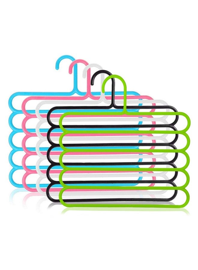 Zollyss Zollyss 5 Layer Plastic Multipurpose Clothes Hanger, Set of 10 (Assorted Colour) - Image 1