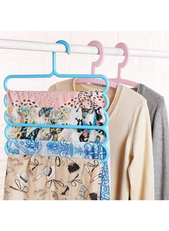 Zollyss Zollyss 5 Layer Plastic Multipurpose Clothes Hanger, Set of 10 (Assorted Colour) - Image 4