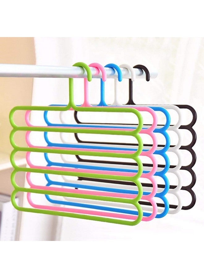 Zollyss Zollyss 5 Layer Plastic Multipurpose Clothes Hanger, Set of 10 (Assorted Colour) - Image 2