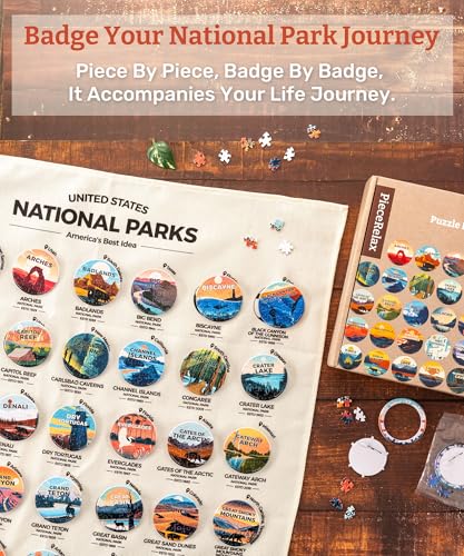 PieceRelax 63Pack Puzzle Badges 1008 Pieces for Adults Studio Inception US National Park Unique Gift Home Dcor with Plastic Jigsaw Puzzle Includes Hanging Canvas BD1133 - Image 5