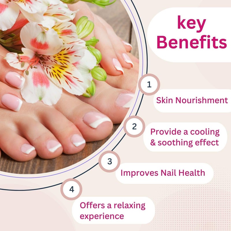 Aroma Treasures Happy Feet and Hands Manicure pedicure kit contains Cuticle cream Footh wash Lavender salt Scrub Foot mask One time use kit - Image 4