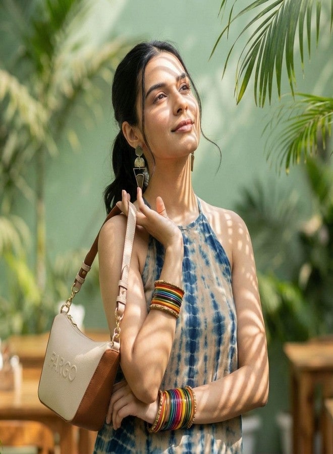 Fargo Vista Shoulder Bag for Women | Zip Closure, RFID Pockets, Vegan Leather, YKK Zip | Stylish Shoulder Bag for Office, Travel & Events | Made in India (Ivory) - Image 2