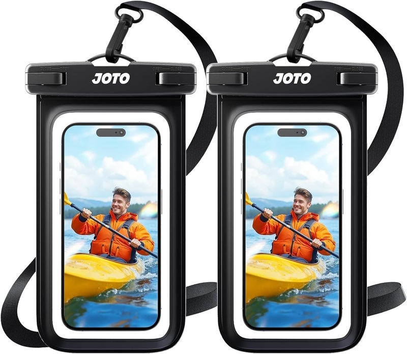 JOTO 2 Pack Waterproof Phone Pouch Case Up to 7", IPX8 Underwater Phone Case Cellphone Dry Bag for iPhone 17/Air 16 15 14 13 12 Pro Max Xs Max XR X 8 7 6S Plus SE/Galaxy S24 S23 S22 S21 -Black - Image 1