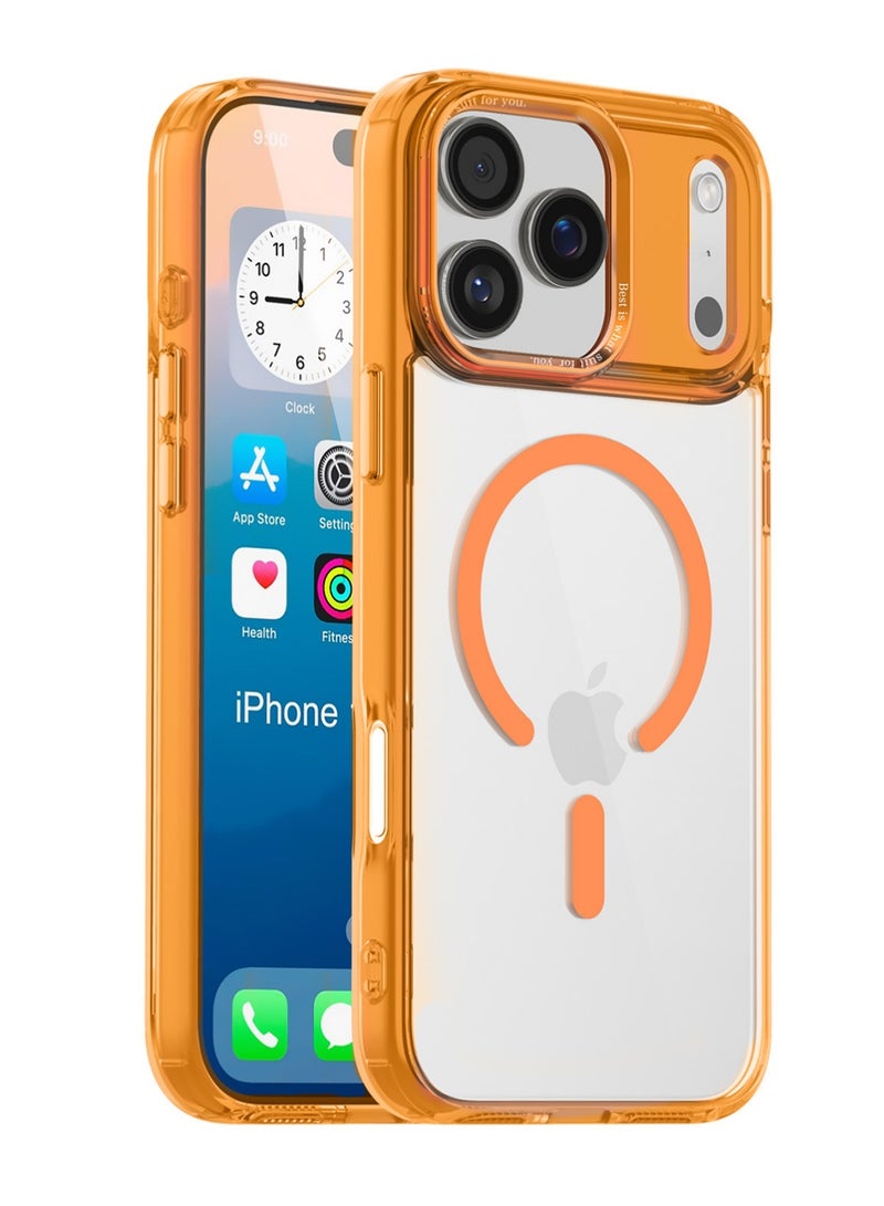 X-level Magnetic Case for iPhone 17 Pro Max 6.9-Inch Compatible with MagSafe, Shockproof Phone Bumper Cover, Anti-Scratch Clear Orange Back (Clear Orange) - Image 1