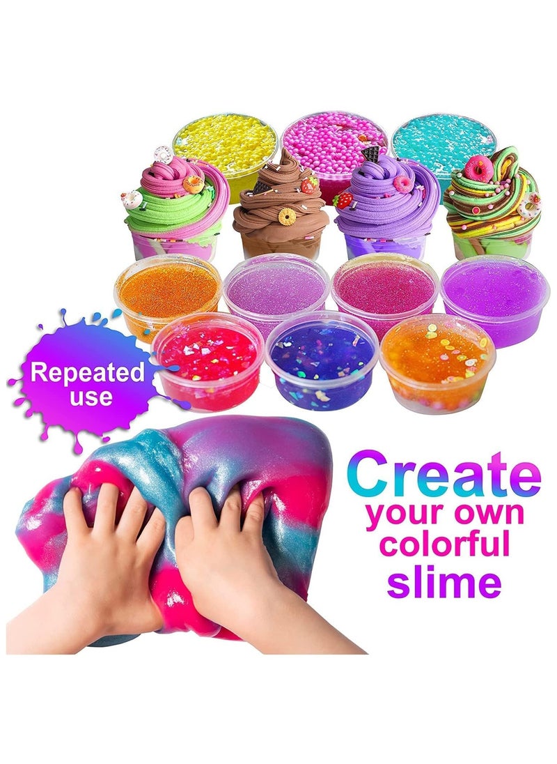 Slime Making Kit for Girls Boys - Diy Slime Toys Gifts for Kids Fluffy Cloud Foam Squish Glitter Slime Making Kits with with Unicorn Charms, Slime Kits for Girls and Boys 12+  - Image 2