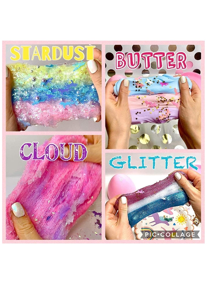 Slime Making Kit for Girls Boys - Diy Slime Toys Gifts for Kids Fluffy Cloud Foam Squish Glitter Slime Making Kits with with Unicorn Charms, Slime Kits for Girls and Boys 12+  - Image 4