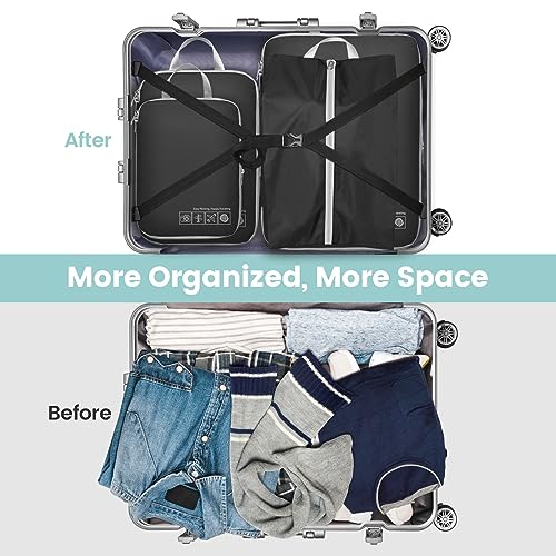 Cambond Compression Packing Cubes Travel - 5 Set Packing Cubes for Carry on Suitcases, Lightweight Expandable Travel Bags Luggage Organizers Space Saver Compression Cubes with Shoe Bag, Black - Image 4