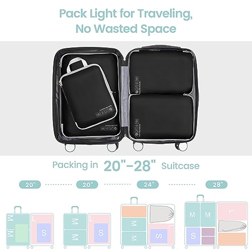 Cambond Compression Packing Cubes Travel - 5 Set Packing Cubes for Carry on Suitcases, Lightweight Expandable Travel Bags Luggage Organizers Space Saver Compression Cubes with Shoe Bag, Black - Image 5