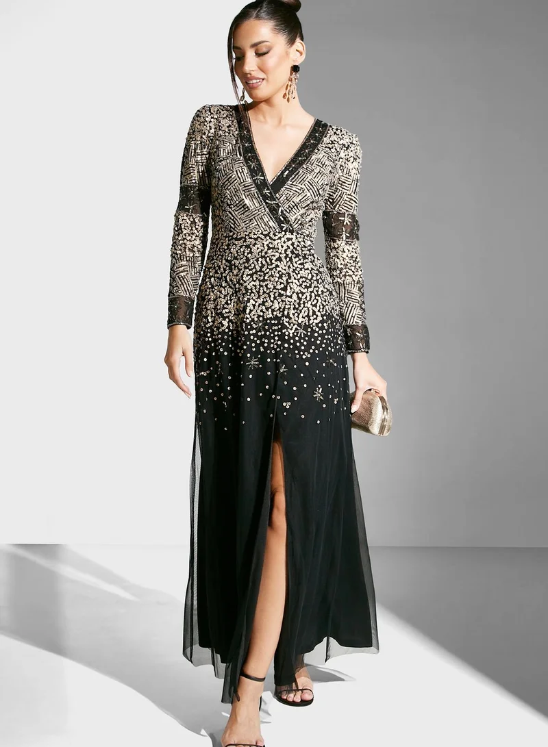 Amelia Rose Embellished Slit Detail Dress