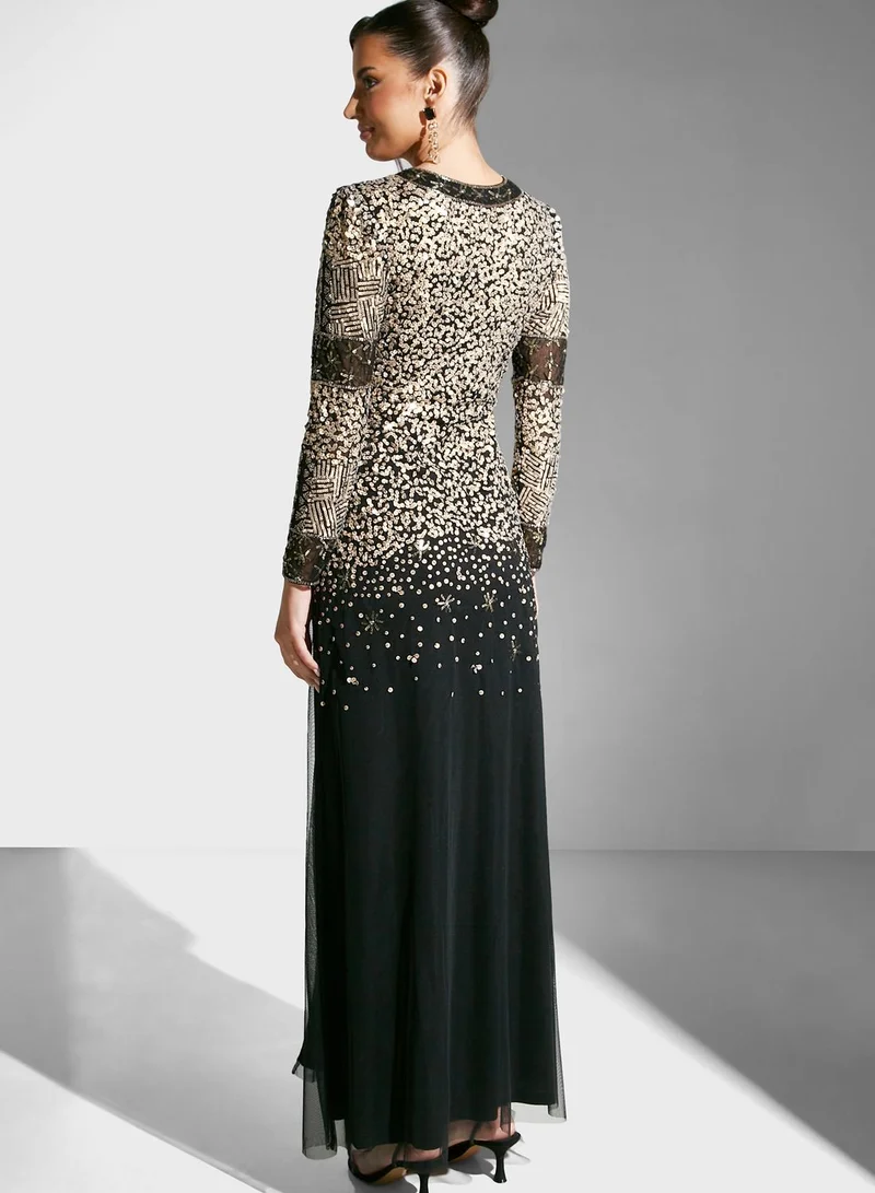 Amelia Rose Embellished Slit Detail Dress