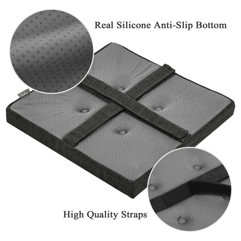 baibu 12 Inches Square Seat Cushion  Super Soft Bar Stool Square Seat Cushion with Ties- One Pad Only  Gray-Black (12'' (30CM)) - Image 4