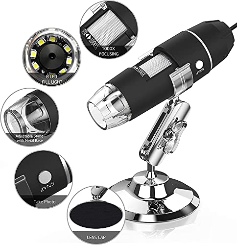 Tobo USB 3x1 Digital Microscope 40X to 1000X, 8 LED Magnification Endoscope Camera with Metal Stand, Compatible with Android Windows 7 8 10 Linux Mac (USB-3 x1-1000x) - TD-584IM - Image 2