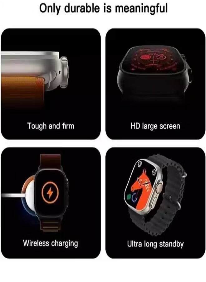 W&O - X9 ULTRA 2 Smart Watch, 9th Edition, 2.2-inch Super AMOLED Screen - Bluetooth - NFC - Google Maps - Chat GPT - Wireless Charger ( black) - Image 1