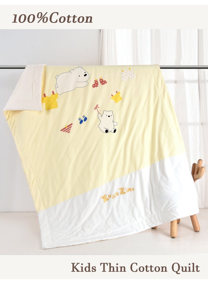 Kids Quilt, Pure Cotton Baby ThinBlanket, Four Seasons All Year AirConditioning Quilt, Pure Cotton FillingWashable Baby Cover Blanket,120x150cm Toddler Thin Quilt - Image 1