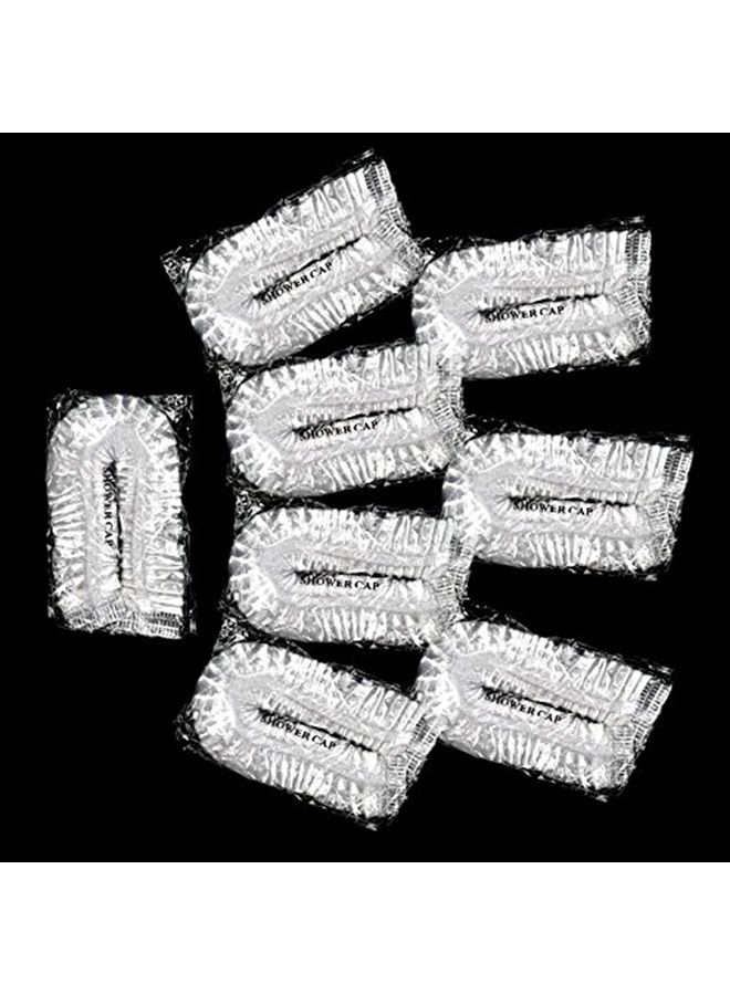 KINGLAKE 100 PCS Clear Disposable Plastic Shower Caps Large Elastic Thick Bath Cap For Women Spa,Home Use,Hotel and Hair Salon,Pack of 100 Individually Wrapped - Image 3