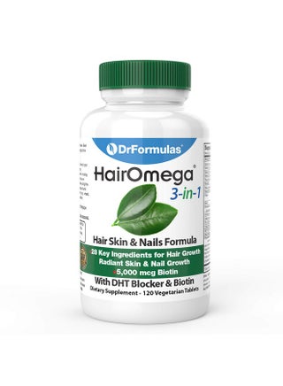 DrFormulas HairOmega 3-in-1 Hair Growth Vitamins with DHT Blocker, Biotin for Women & Men | Hair Skin and Nails Supplement for Hair Loss, 120 Pills - pzsku/ZD14F1AC4A7B5D7EF8CBDZ/45/1745404964/34dc559f-f73e-4cf1-8224-9c7df7e7ae10