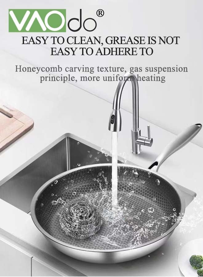 فاو دو مقالي غير لاصقة، أواني طهي خالية من حمض بيرفلورو الأوكتانويك، مقالي من الفولاذ المقاوم للصدأ، آمنة للاستخدام في غسالة الأطباق والفرن، تعمل على مواقد الحث الخزفي والغازي - Image 4