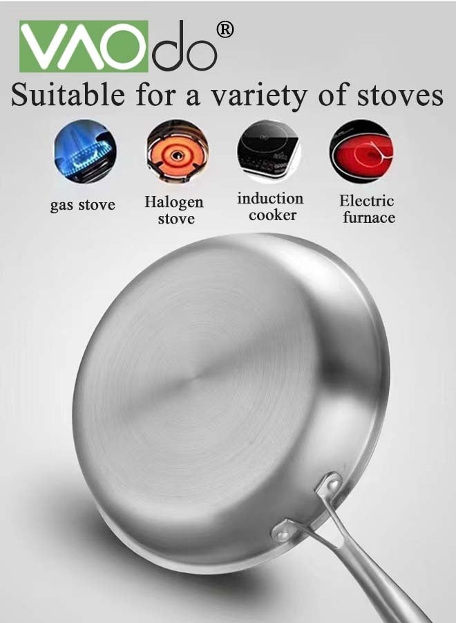 فاو دو مقالي غير لاصقة، أواني طهي خالية من حمض بيرفلورو الأوكتانويك، مقالي من الفولاذ المقاوم للصدأ، آمنة للاستخدام في غسالة الأطباق والفرن، تعمل على مواقد الحث الخزفي والغازي - Image 3