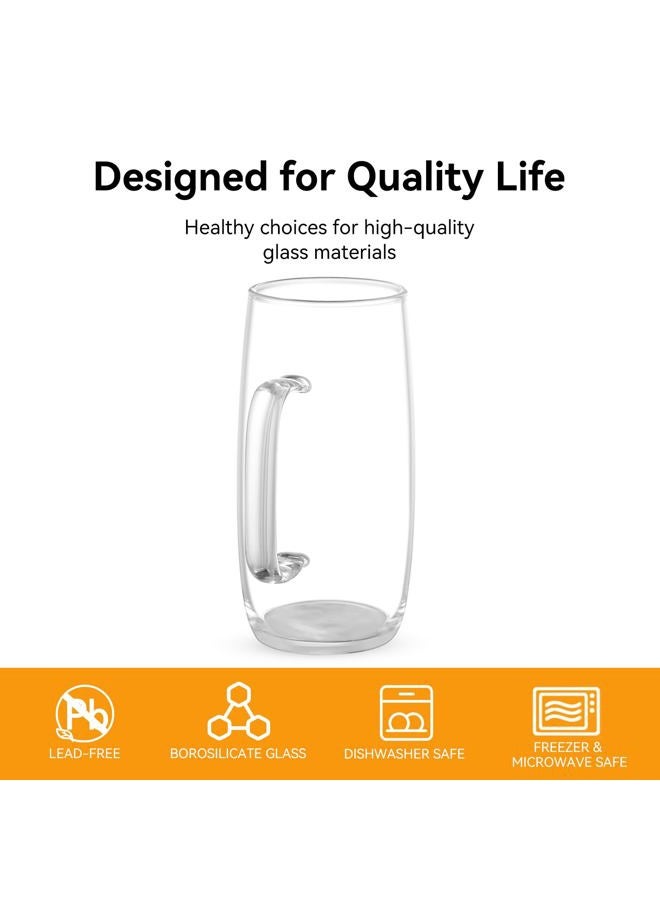 GURUDAR 2 Pack Glass Tea Cup Clear Tea Mug, 13.5 Oz Borosilicate Teacups Coffee Glasses Set with Handle, Dishwasher & Microwave Safe Large Mugs for Hot/Cold Beverages Latte Espresso Milk Juice - Image 5