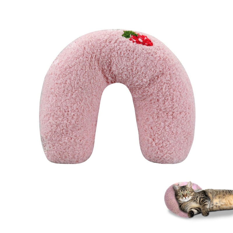 Andiker Pillows for Cats U Shape Soft Fluffy Kitten Pillow to Lay On Cat Bed Pillow Ultra Soft Pet Pillow for Cat Fluffy Cats Pillows for Indoor Cats and Puppies to Improve Sleep QualityPink