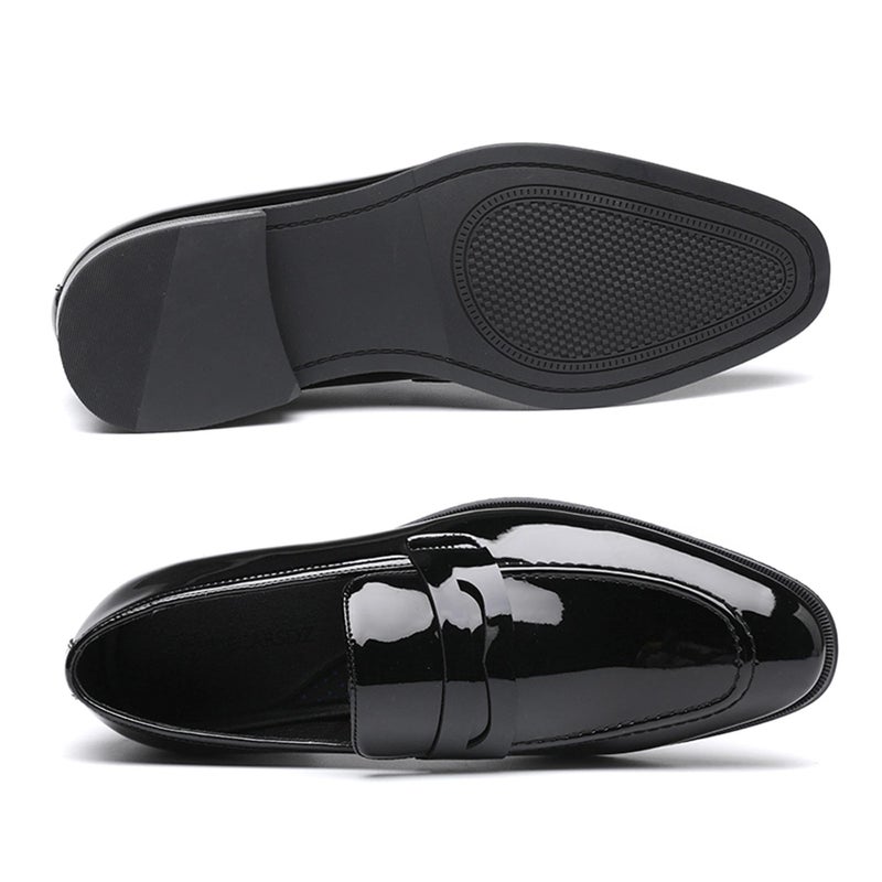 DECARSDZ Mens Slip-On Penny Loafer Casual Dress Shoes Black Wedding Formal Work Pointed Toe Men Tuxedo Shoes - Image 3