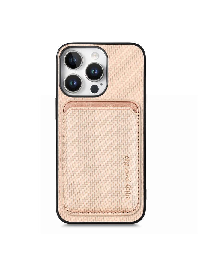 اس-توب جراب هاتف iPhone 16 Pro Max مصنوع من ألياف الكربون والجلد مع بطاقة Magsafe - Image 1