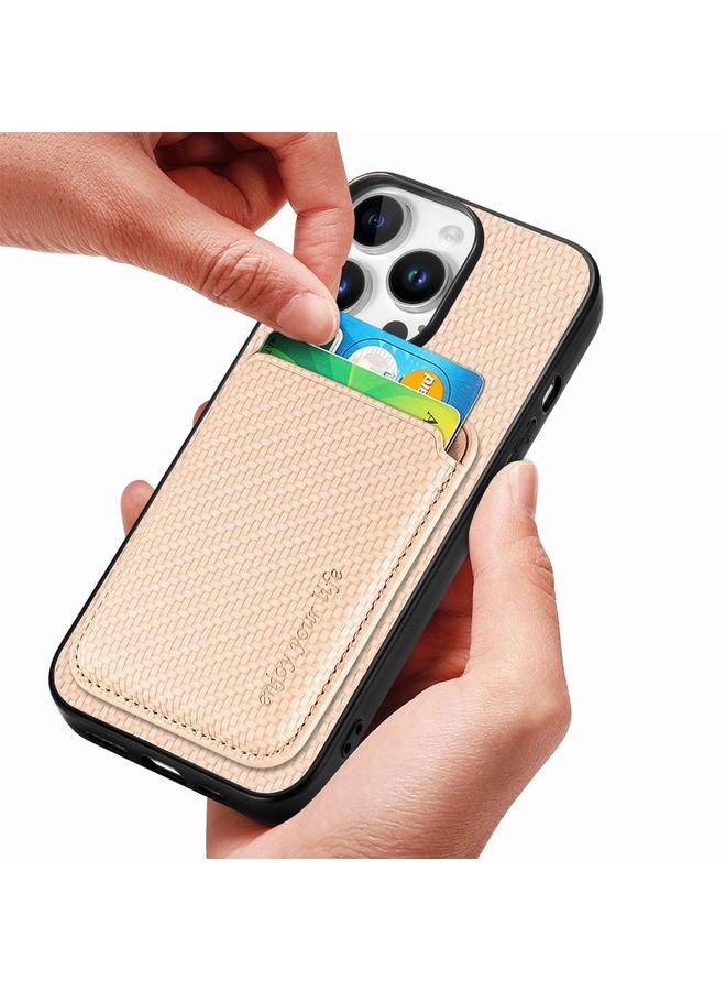 اس-توب جراب هاتف iPhone 16 Pro Max مصنوع من ألياف الكربون والجلد مع بطاقة Magsafe - Image 5