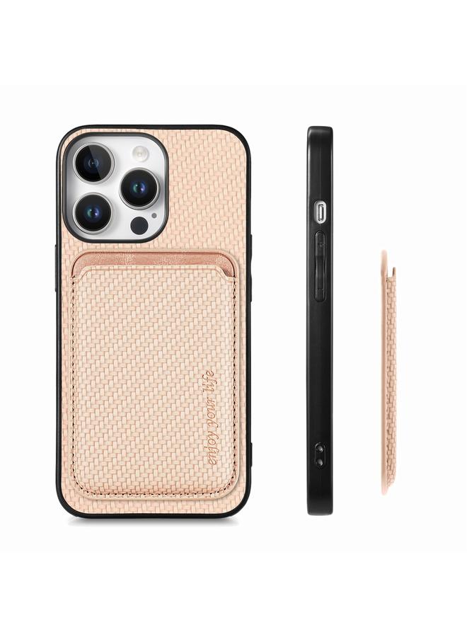 اس-توب جراب هاتف iPhone 16 Pro Max مصنوع من ألياف الكربون والجلد مع بطاقة Magsafe - Image 2