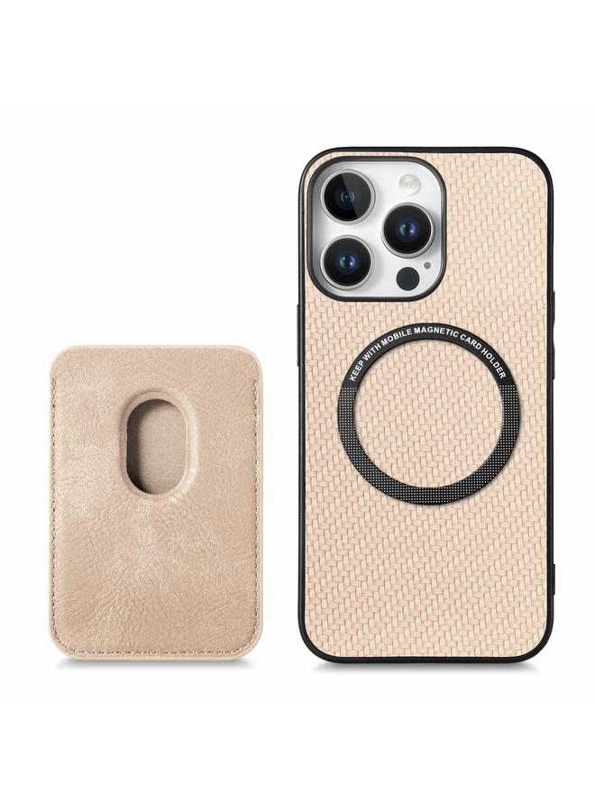 اس-توب جراب هاتف iPhone 16 Pro Max مصنوع من ألياف الكربون والجلد مع بطاقة Magsafe - Image 3