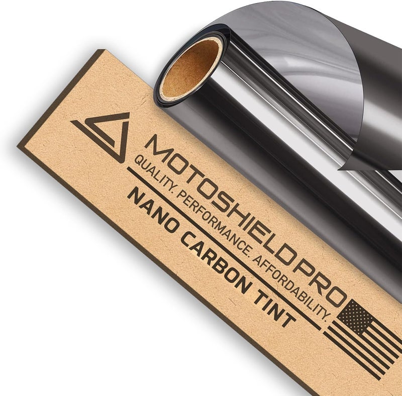 MotoShield Pro Professional Carbon Window Tint Film - 15% VLT (24” x 5’ Roll) - Reduces Heat & Blocks 99% UV Rays - Image 1