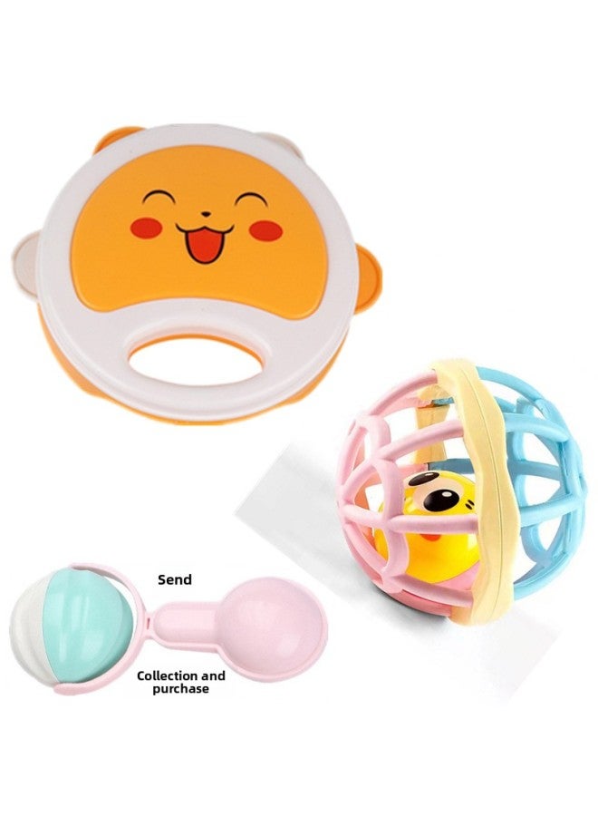 Tumbler Toy Baby Baby Can Bite Rattle Bell Blink 6 Months Child 1 Year Old Child Early Education Rattle-Color:Yellow Pink White Blue Ball + Drum Collection Plus Purchase And Delivery - Image 1