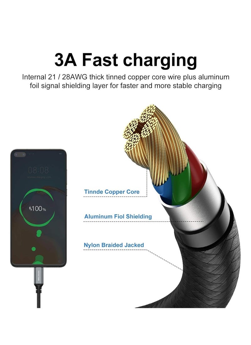 FLOWING 5 Pack USB C Cable 3A Fast Charging Cord Nylon Braided USB Type C Charger Compatible for  Samsung S21 S20 Note 20 10 9 Huawei P30 P20 Lite Mate 20 Pro P20 LG G5 G6 Xiaomi Mi 11 Ultra A2 Mi 9 etc 1.8m  - Image 4