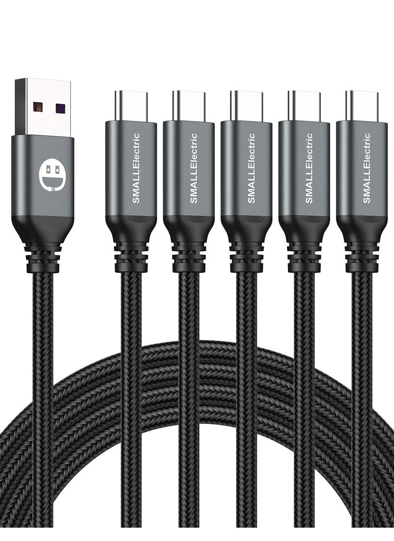 FLOWING 5 Pack USB C Cable 3A Fast Charging Cord Nylon Braided USB Type C Charger Compatible for  Samsung S21 S20 Note 20 10 9 Huawei P30 P20 Lite Mate 20 Pro P20 LG G5 G6 Xiaomi Mi 11 Ultra A2 Mi 9 etc 1.8m  - Image 1