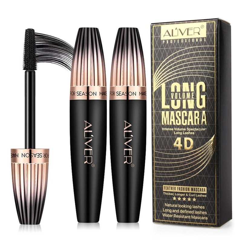 4D Silk Fiber Lash mascara Waterproof Mascara Black Volume and Length Natural Lengthening and Thick SmudgeProofNo Clumping Instantly Create The Look of Lash Extensions All Day Full 2 Pack