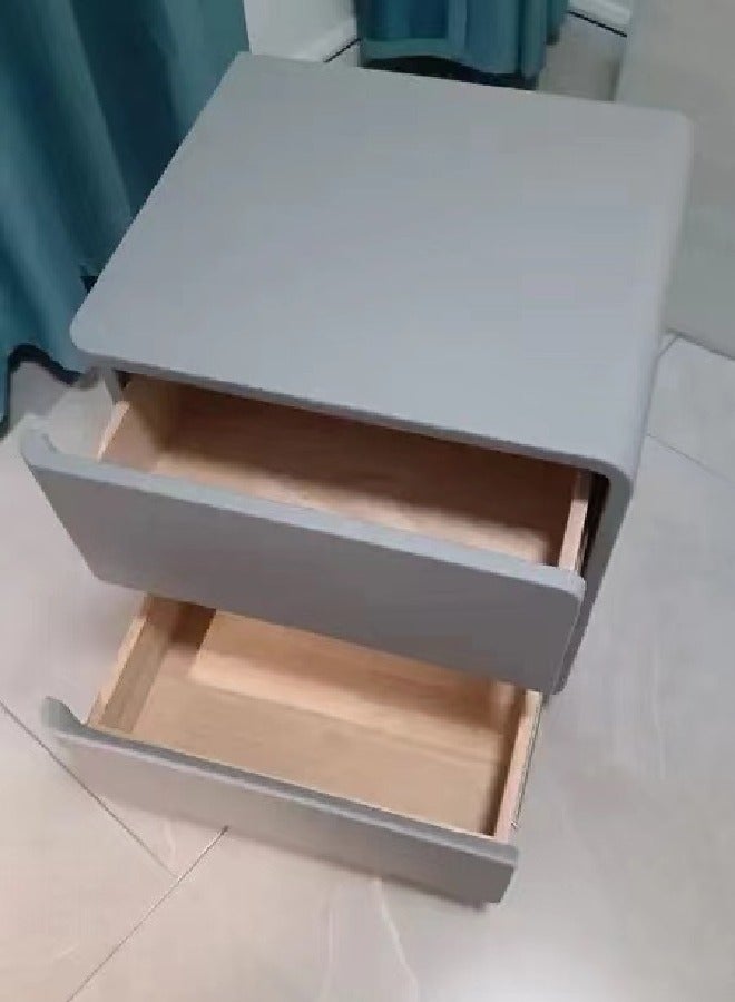 Modern High Gloss Nightstand Right Side Bedside Table with 2 Storage Drawers Solid Wood Bedside End Table 45 x 40 x 45 cm (Fully Assembled)