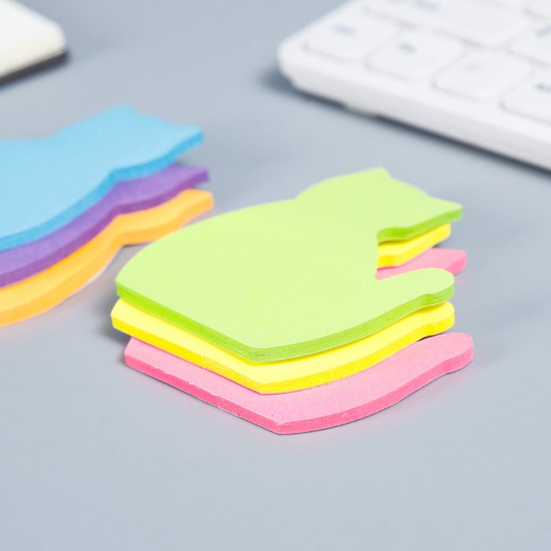 Reusable Sticky Notes: 6 Tags + 6 Paper Clips, High Viscosity For Multiple Reuse - Adorable Cartoon Cat Shape, Premium Wood Pulp Paper, Reminder Notes For Office, Food Delivery, Home Organization - Image 3