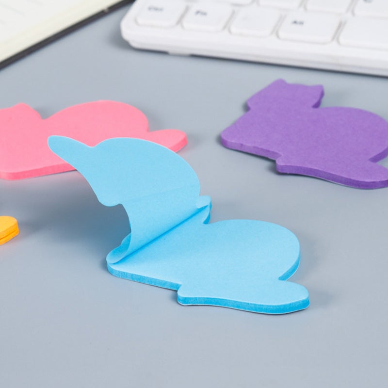 Reusable Sticky Notes: 6 Tags + 6 Paper Clips, High Viscosity For Multiple Reuse - Adorable Cartoon Cat Shape, Premium Wood Pulp Paper, Reminder Notes For Office, Food Delivery, Home Organization - Image 4