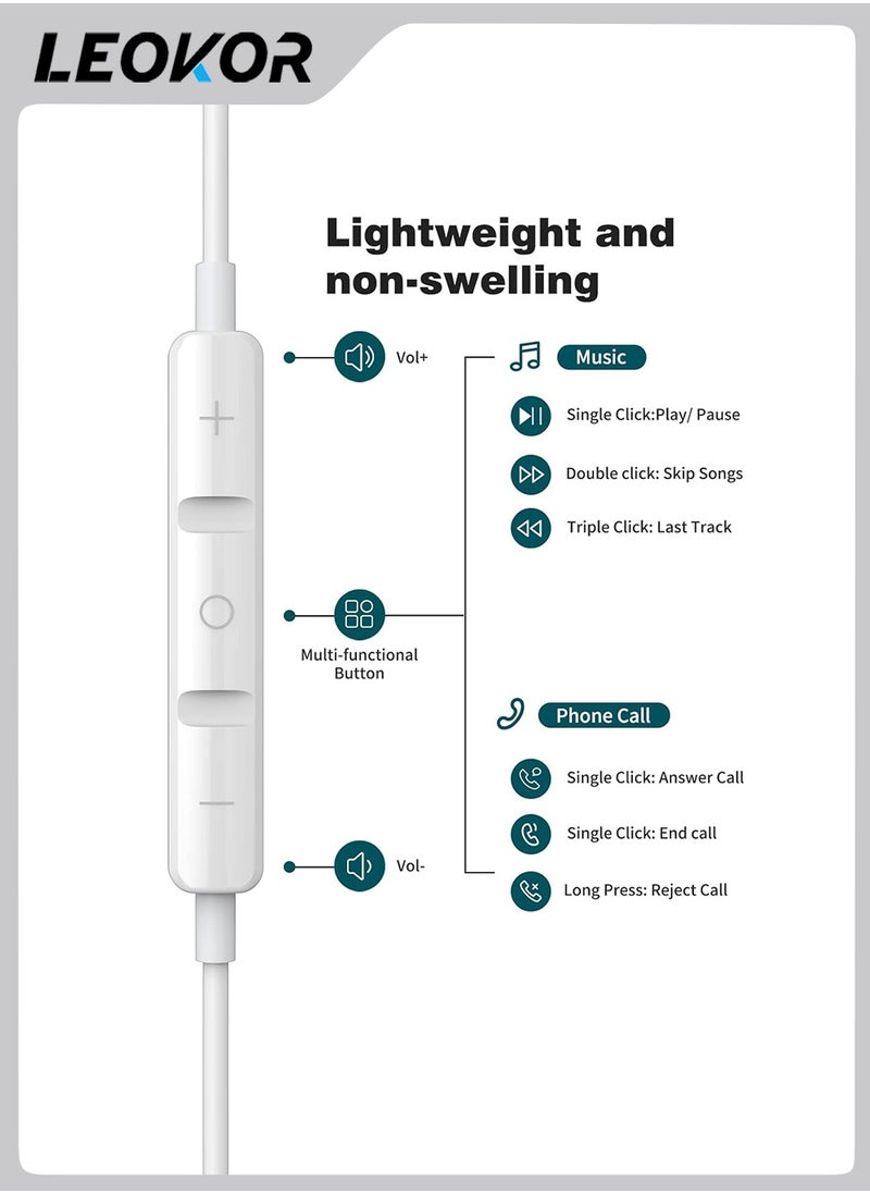 Wired Earphone,Type C Earphone,with Microphone,HiFi Stereo Volume Control,Magnetic In-Ear,with Earphone Storage Bag