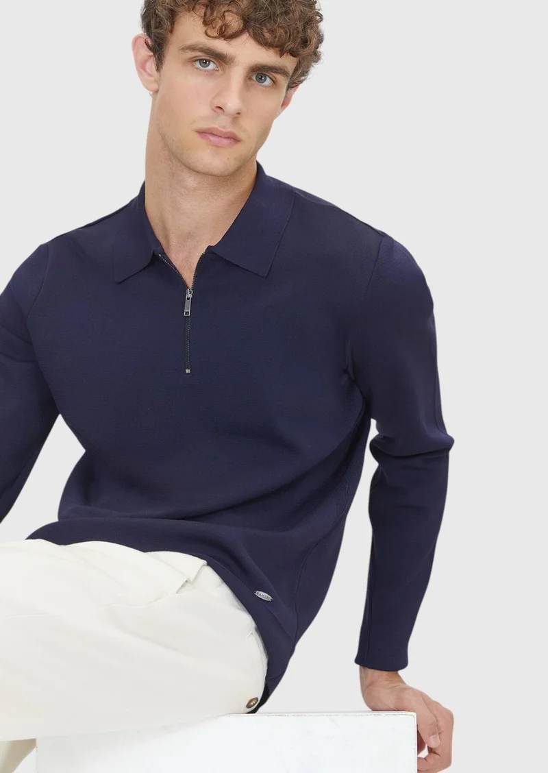 RAMSEY Navy Blue Knitwear Sweatshirt