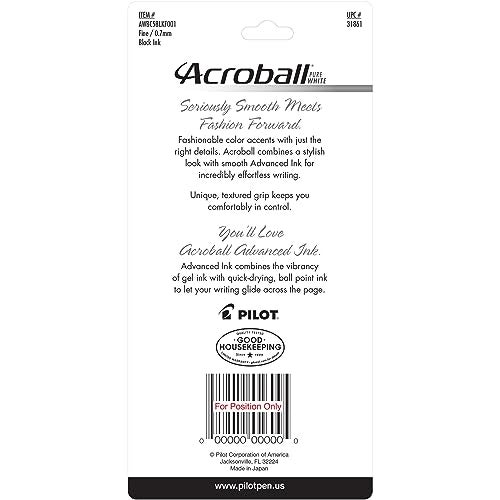 PILOT Acroball PureWhite Advanced Ink Refillable & Retractable Ball Point Pens with Turquoise/Orange/Purple/Lime/Blue Accents, Fine Point, Black Ink, 5-Pack (31861) - Image 2