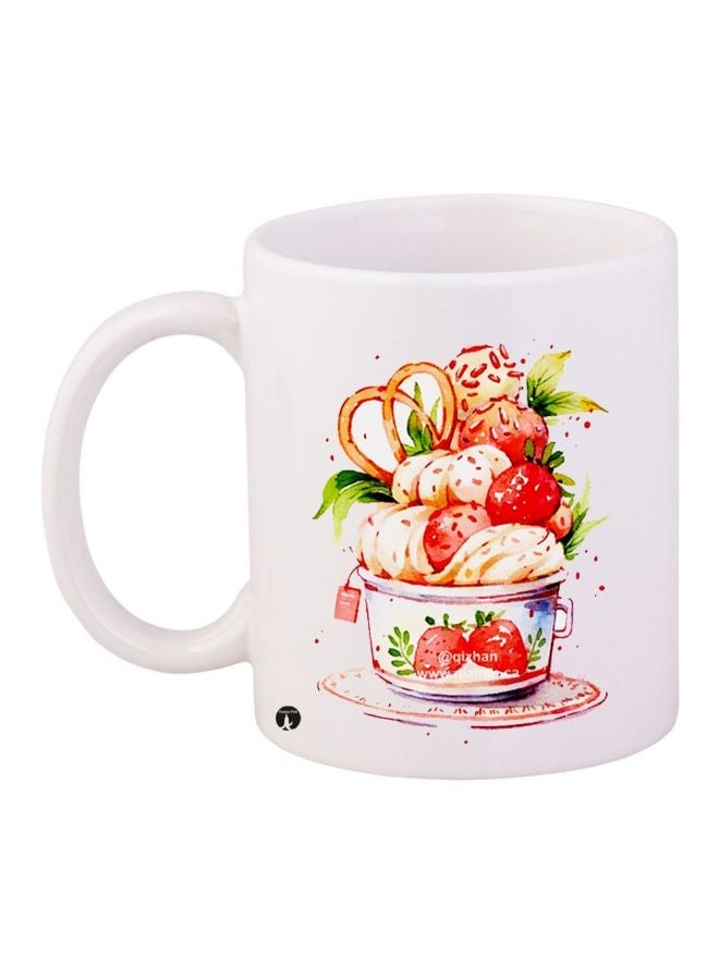 Fruits Printed Coffee Mug White/Red/Green 11ounce