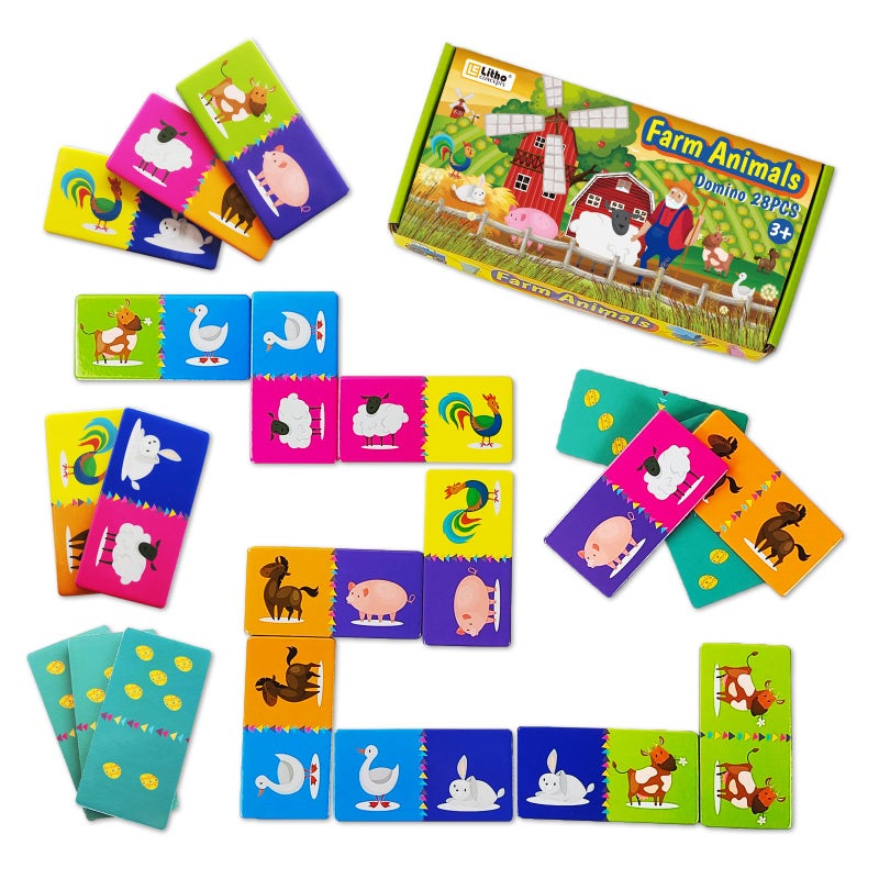 LithoConcepts DoubleSide Dominoes GamesAnimal Dominoes for Kids Ages 48Super Fun Family GameMake A Great Gift for PreschoolEducational Toys for 3 Year Old - Image 3