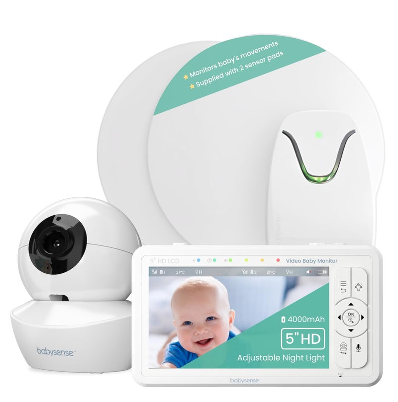 Babysense True Sleep HD Video Baby Monitor with Camera and Audio Baby Sleep Breathing Movement Monitor No Wifi Non Wearable Non Contact Monitoring with 2 UnderMattress Sensors Full Crib Coverage