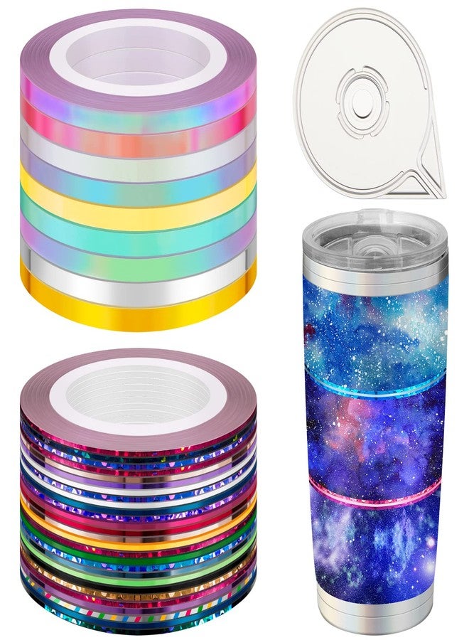 Patelai 69 Rolls Striping Tape for Tumblers Vinyl Pinstripe Nail Thin Washi Tape Self Adhesive with Dispenser Case for Epoxy DIY Tumblers Nail Decoration Crafts, 1 mm and 3 mm - Image 1