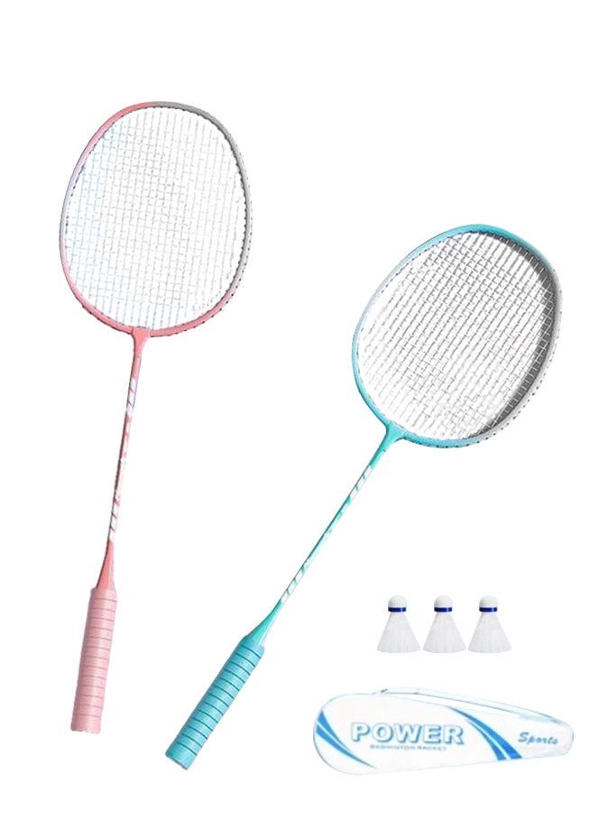 الحلم طقم تنس ريشة من قطعتين، مجموعة رياضات خارجية، تتضمن حقيبة تنس ريشة واحدة، مضربين، 3 كرات ريشة. مثالية للمبتدئين وللألعاب الخارجية. - Image 1