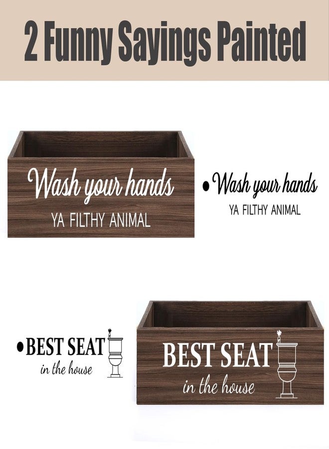 CuffUp Bathroom Decor Box, Toilet Paper Basket 2 Sides Signs Farmhouse Bathroom Toilet Basket Tank Topper Rustic Farmhouse Home Decor for Livingroom Kitchen（One Dark Brown Box） - Image 2