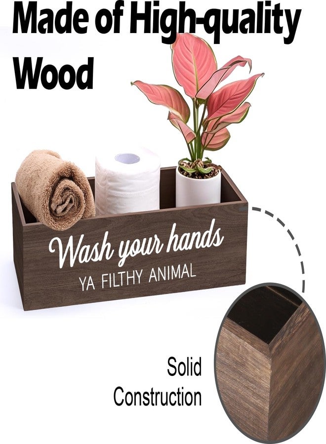 CuffUp Bathroom Decor Box, Toilet Paper Basket 2 Sides Signs Farmhouse Bathroom Toilet Basket Tank Topper Rustic Farmhouse Home Decor for Livingroom Kitchen（One Dark Brown Box） - Image 5